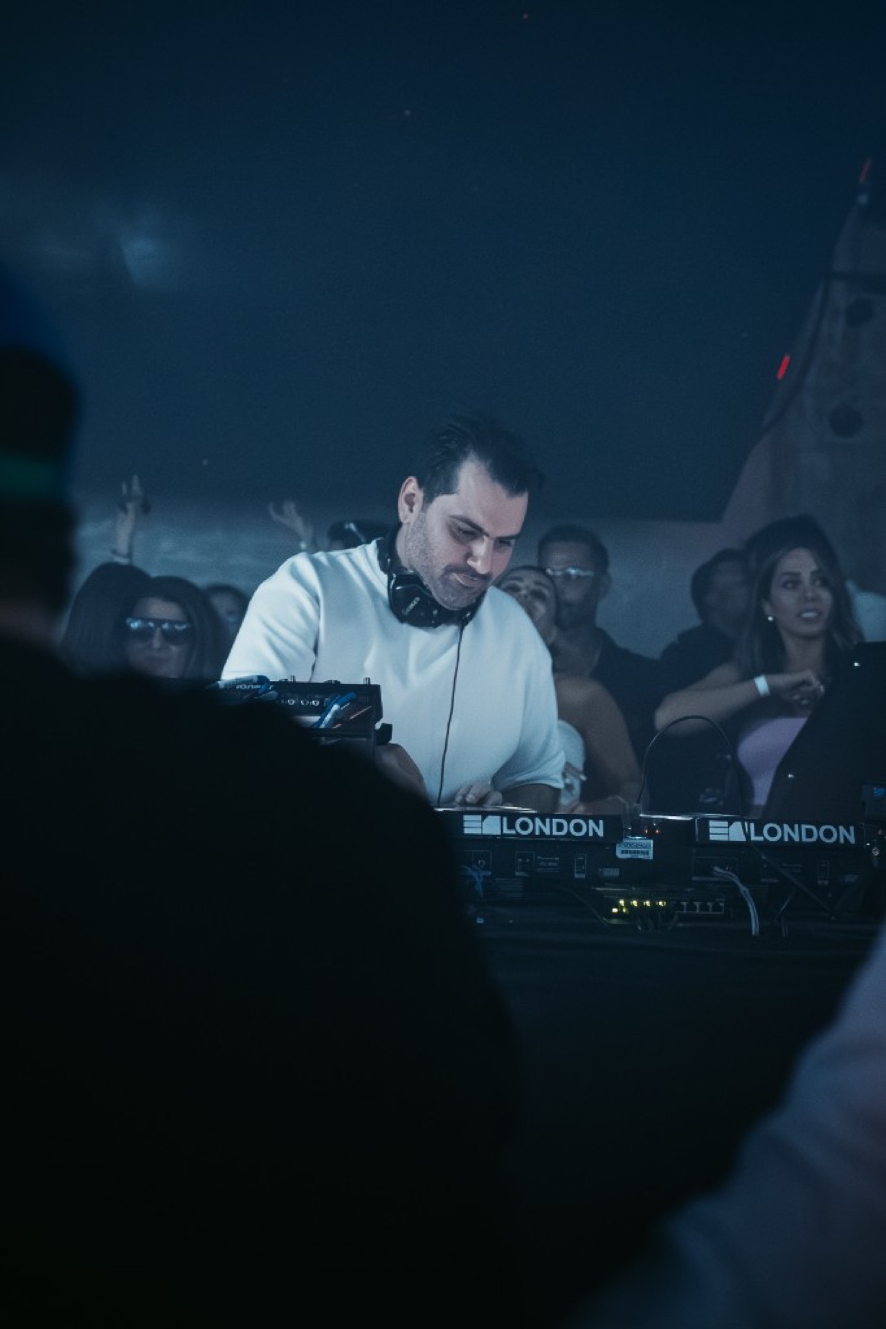 Immersive LED ceiling over the crowd — Persian nightlife London event